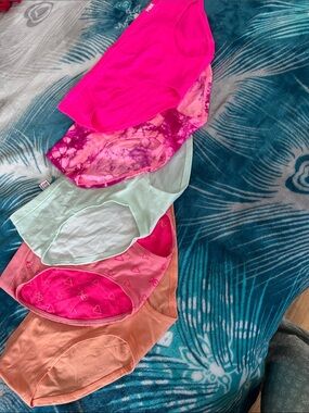 PINK Victoria's Secret Bright Pink, Tie-Dye, Mint, Coral & Peach Bikini Panties